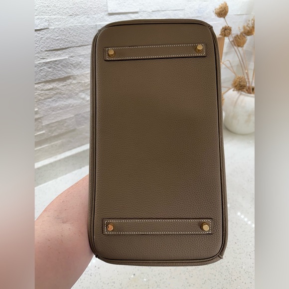 Birkin 35 Etoupe Togo inspired Taupe Leather Handbag with gold hardware - Picture 16 of 16